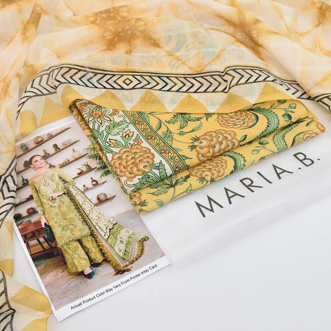 Green Printed Lawn Suit With Embroidered Design