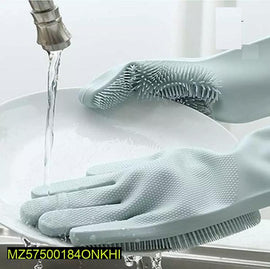 Mint Green Rubber Dishwashing Gloves for Kitchen Cleaning
