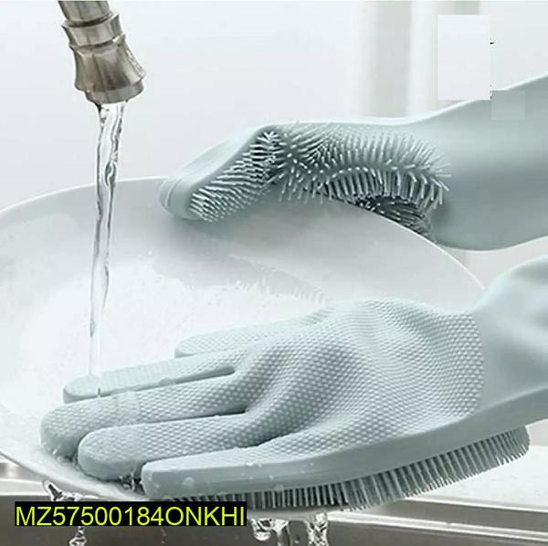 Mint Green Rubber Dishwashing Gloves for Kitchen Cleaning