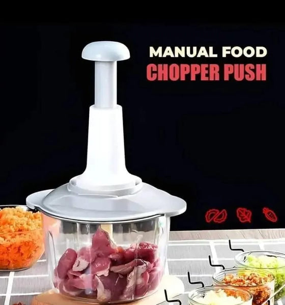 Manual Food Chopper Push ABS Plastic Transparent Bowl