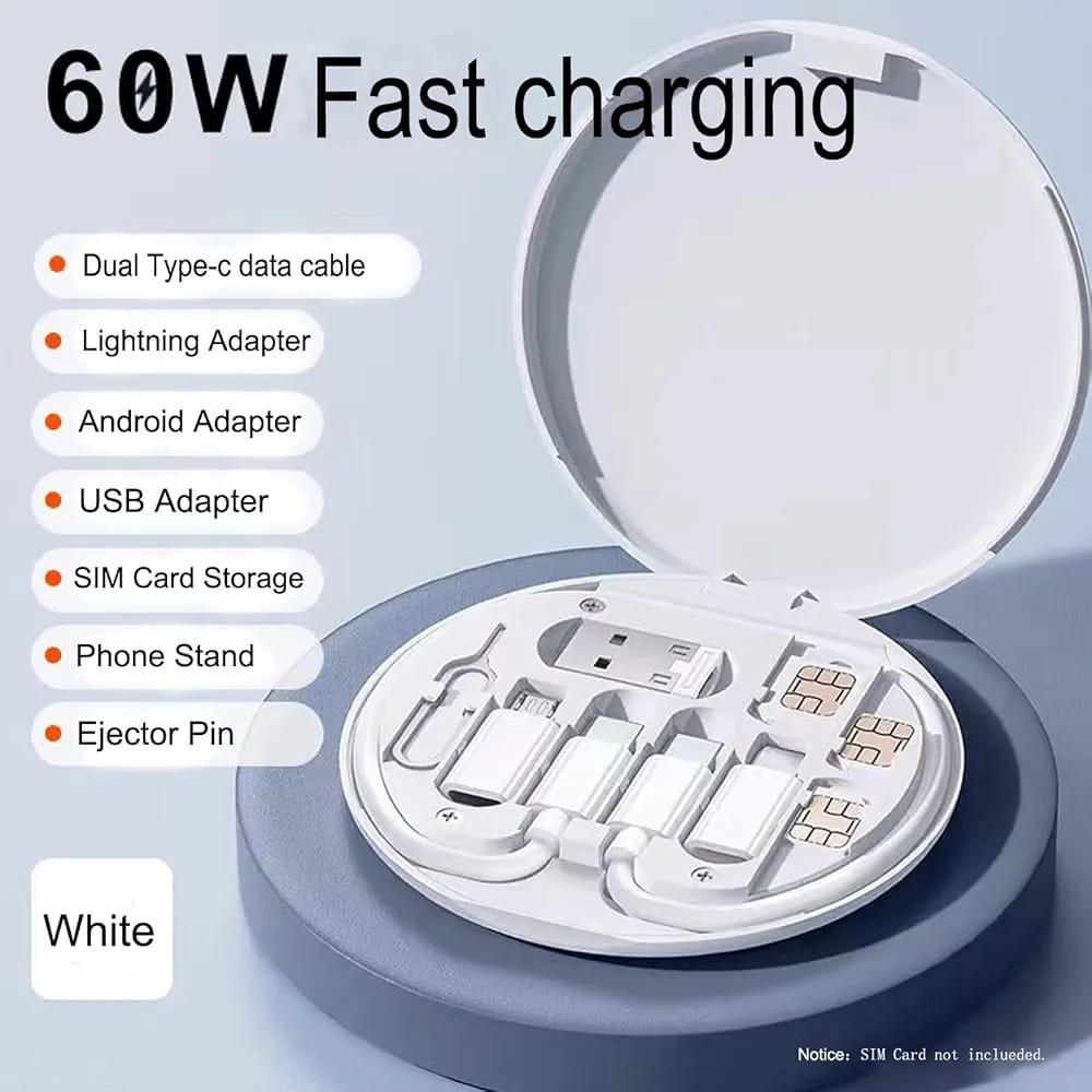Multi-Adapter Charging Station Black ABS 60W Fast Charge