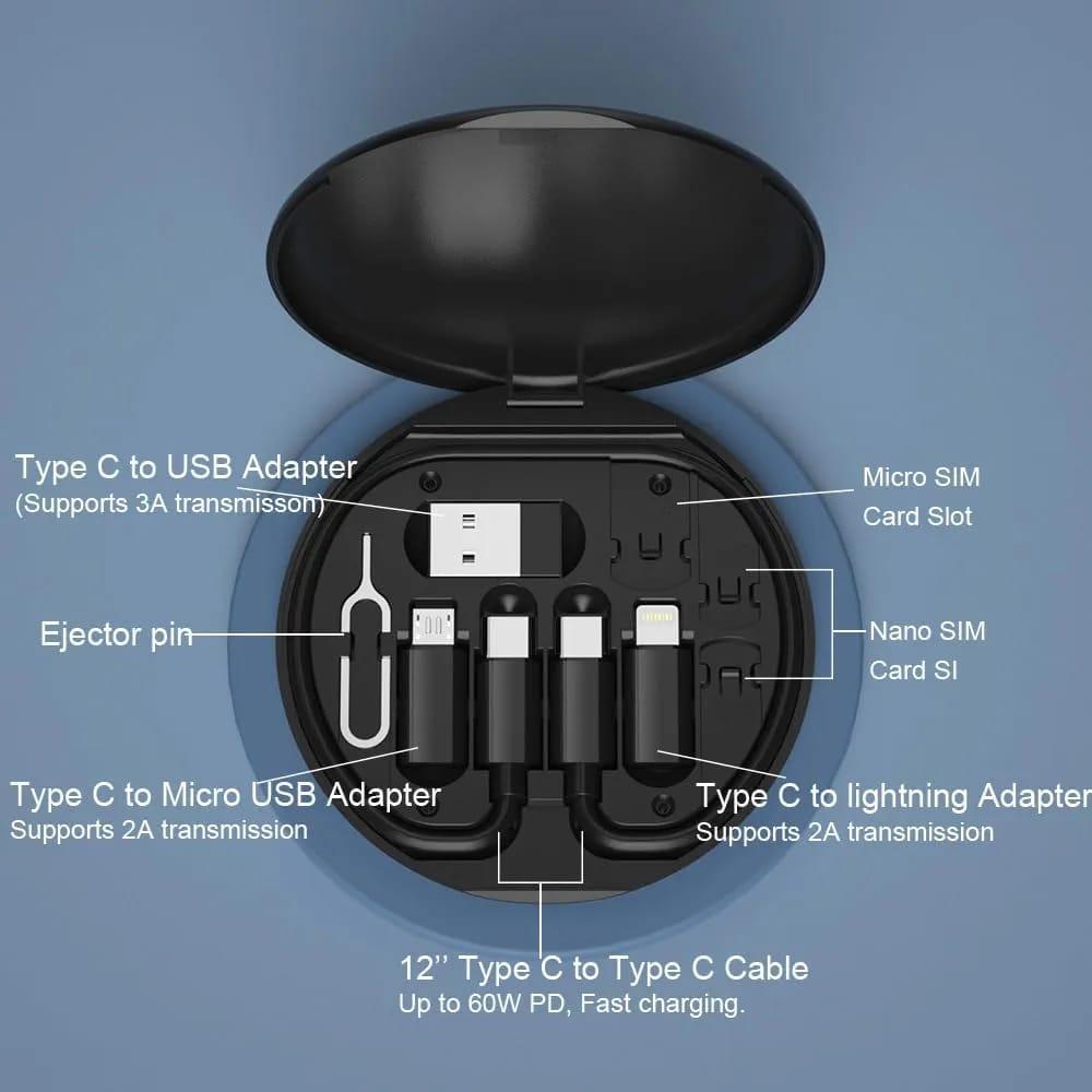 Multi-Adapter Charging Station Black ABS 60W Fast Charge
