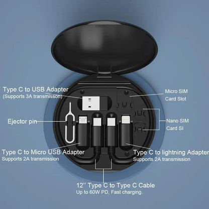 Multi-Adapter Charging Station Black ABS 60W Fast Charge