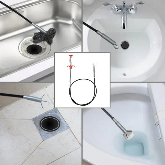 Stainless Steel Sink Wire Drain Cleaner | 90cm Spring Cleaning Stick